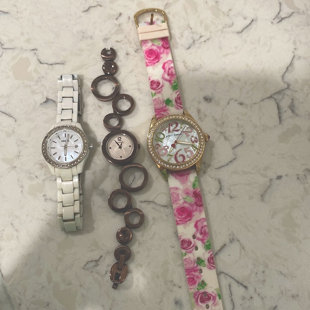 Set of 3 Watches Fossil and Bestey Johnson